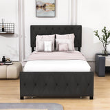 Metal Twin Size Upholstered Storage Bed with Headboard and Drawer