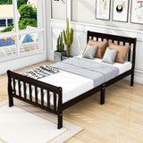 Wood Twin Size Sleigh Platform Bed Frame with Headboard