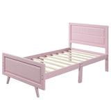 Wood Twin Platform Girls Bed Frame with Headboard and Footboard