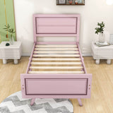 Wood Twin Platform Girls Bed Frame with Headboard and Footboard