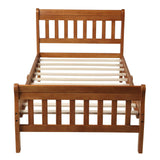 Wood Twin Size Sleigh Platform Bed Frame with Headboard