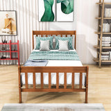 Wood Twin Size Sleigh Platform Bed Frame with Headboard