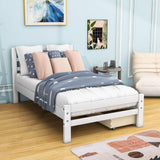 Twin Wooden Platform Bed with Storage and Headboard