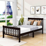 Wood Twin Size Sleigh Platform Bed Frame with Headboard