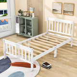 Wood Twin Size Sleigh Platform Bed Frame with Headboard