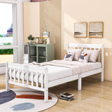 Wood Twin Size Sleigh Platform Bed Frame with Headboard