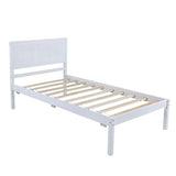 Twin Wooden Platform Bed with Headboard