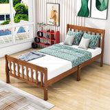 Wood Twin Size Sleigh Platform Bed Frame with Headboard