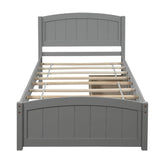 Twin Size Platform Bed with Two Storage Drawers for Kids - [Headboard]