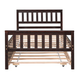 Twin Platform Bed Frame with Twin Trundle and Headboard - [Wooden, Footboard]