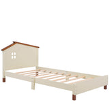 Twin Wood Girls Platform Bed with House-Shaped Headboard