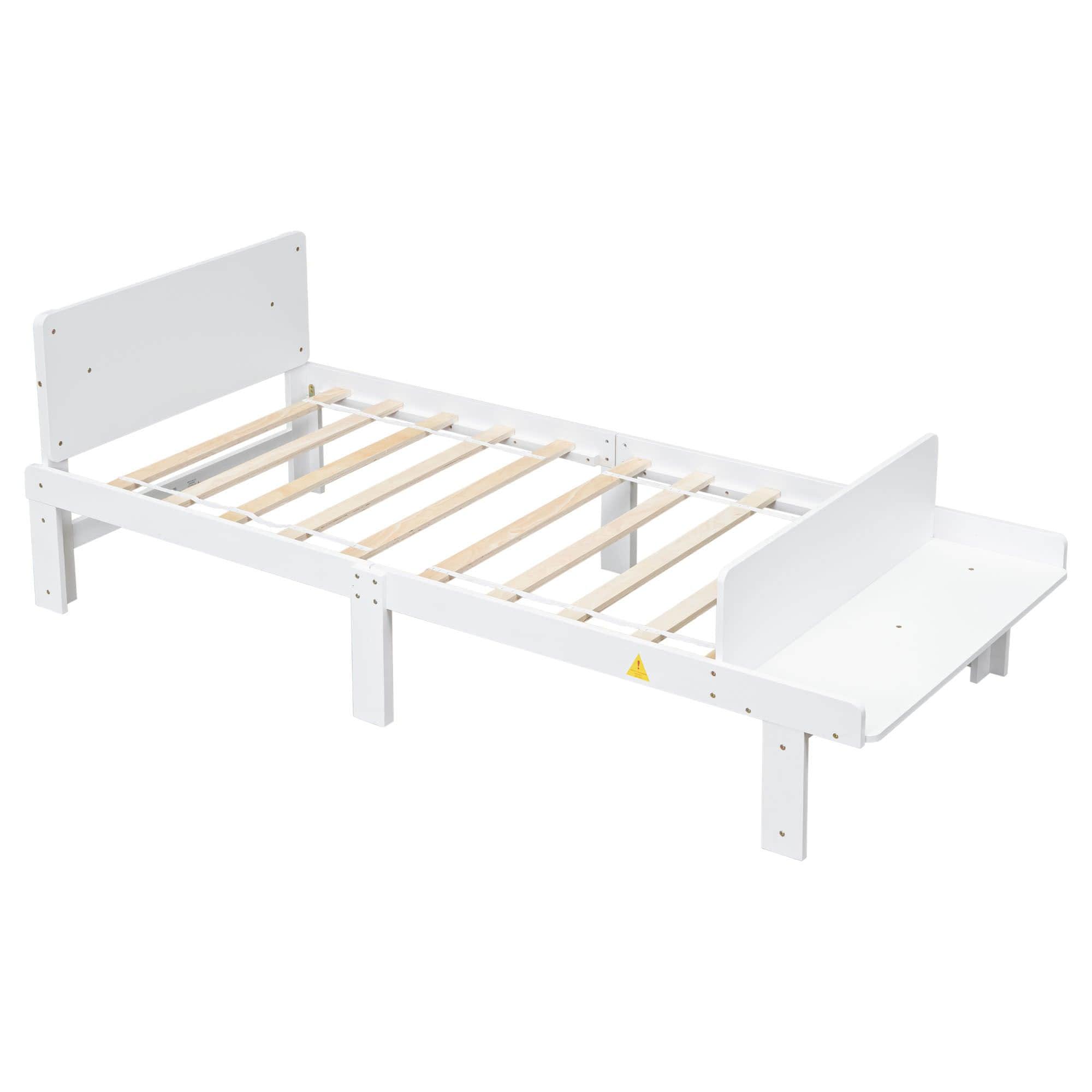 Kids Bed Frame with Headboard and Footboard Bench