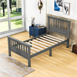 Wood Twin Platform Bed with Headboard and Footboard