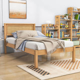 Wood Twin Size Vintage Platform Bed Frame with Headboard