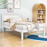 Wood Twin Size Vintage Platform Bed Frame with Headboard
