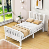 Wood Twin Platform Bed with Headboard and Footboard