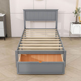 Wooden Twin Size Platform Bed Frame with Under bed Storage - [Drawer]