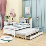 Wood Twin Captains Bed with Storage and Headboard, Twin Trundle Bed