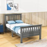 Wood Twin Platform Bed with Headboard and Footboard