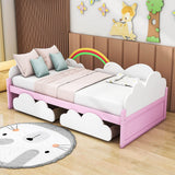 Wood Kids Twin Bed Frame with Under Bed Storage Drawers