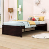 Solid Wood Twin Platform Bed Frame with Storage - [Drawers]