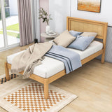 Wood Twin Size Vintage Platform Bed Frame with Headboard