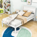 Wood Twin Size Vintage Platform Bed Frame with Headboard