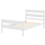 Wooden Twin Bed Frame with Slat Headboard and Footboard