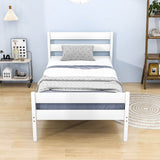 Wooden Twin Bed Frame with Slat Headboard and Footboard