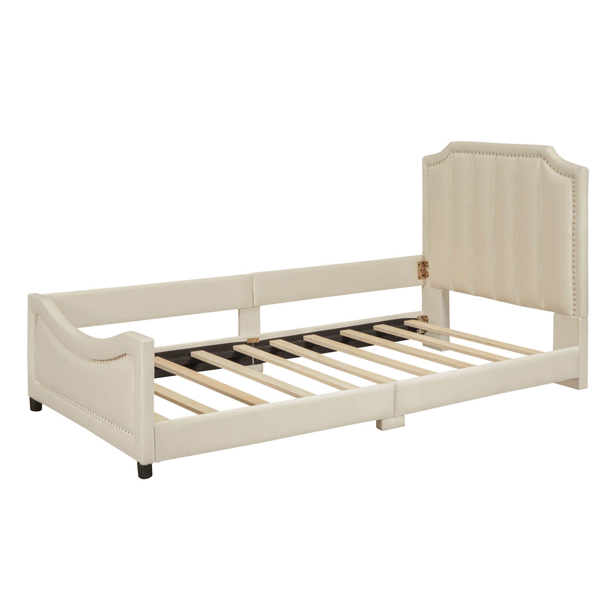 Cute Twin Low Profile Upholstered Toddler Nursery Bed with Rails