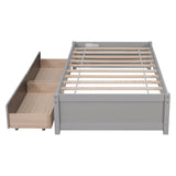 Solid Wood Twin Platform Bed Frame with Storage - [Drawers]