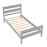 Wooden Twin Bed Frame with Slat Headboard and Footboard