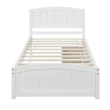 Twin Size Platform Bed with Two Storage Drawers for Kids - [Headboard]