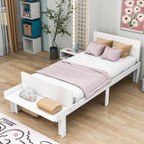 Twin Kids Bed Frame with Headboard and Footboard Bench, Storage