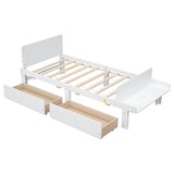 Twin Kids Bed Frame with Headboard and Footboard Bench, Storage