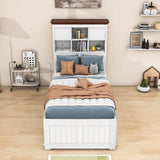 Solid Wood Twin Captains Bed with Twin Trundle and Storage - [Drawers, Shelves]