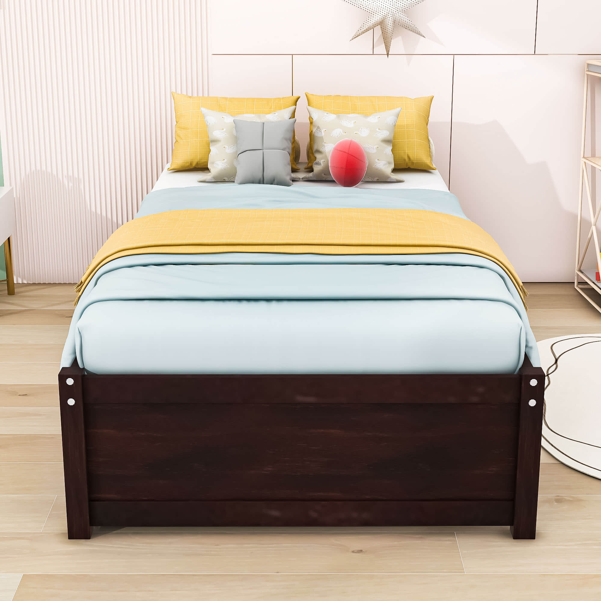 Solid Wood Twin Platform Bed Frame with Storage - [Drawers]