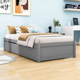 Solid Wood Twin Platform Bed Frame with Storage - [Drawers]