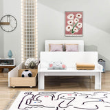 Twin Kids Bed Frame with Headboard and Footboard Bench, Storage