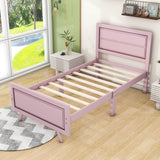 Wood Twin Platform Girls Bed Frame with Headboard and Footboard