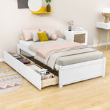 Solid Wood Twin Platform Bed Frame with Storage - [Drawers]