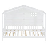 Low Profile Twin House Bed Frame for Kids with Rails and Light Strip