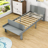 Kids Bed Frame with Headboard and Footboard Bench