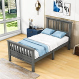 Wood Twin Platform Bed with Headboard and Footboard