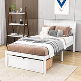 Wooden Twin Size Platform Bed Frame with Under bed Storage - [Drawer]