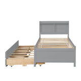 Wood Twin Captains Bed with Storage and Headboard, Twin Trundle Bed