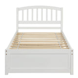 Wooden Twin Platform Bed with Trundle and Headboard