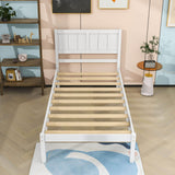 Twin Wooden Platform Bed with Headboard