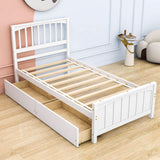 Wood Kids Storage Bed Frame with Headboard and Drawers