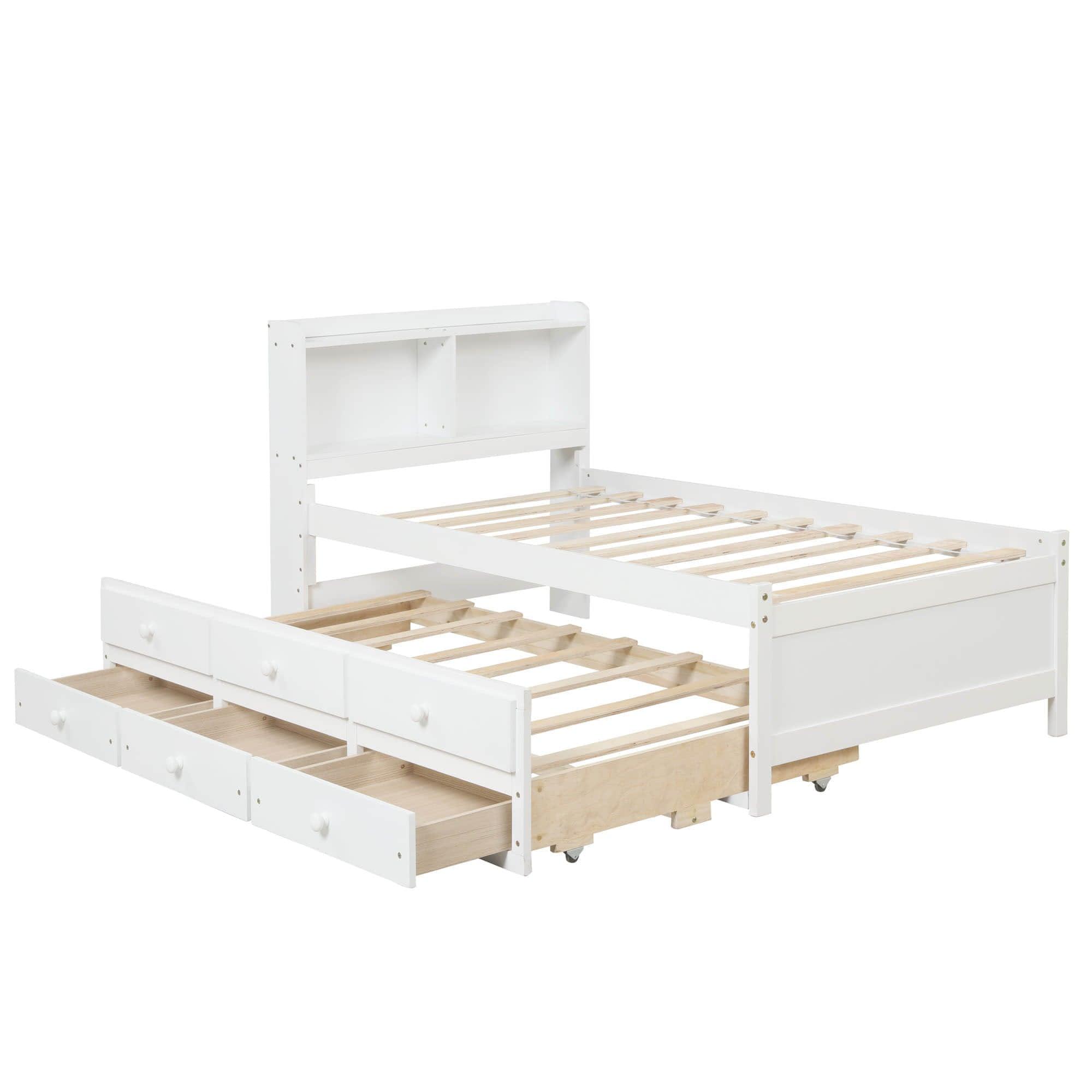 Wood Twin Captains Bed with Storage and Headboard, Twin Trundle Bed